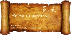 Páskuly Absolon névjegykártya